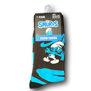 3/$20 The Smurfs Graffiti Funny Novelty Crew Socks - NWT
